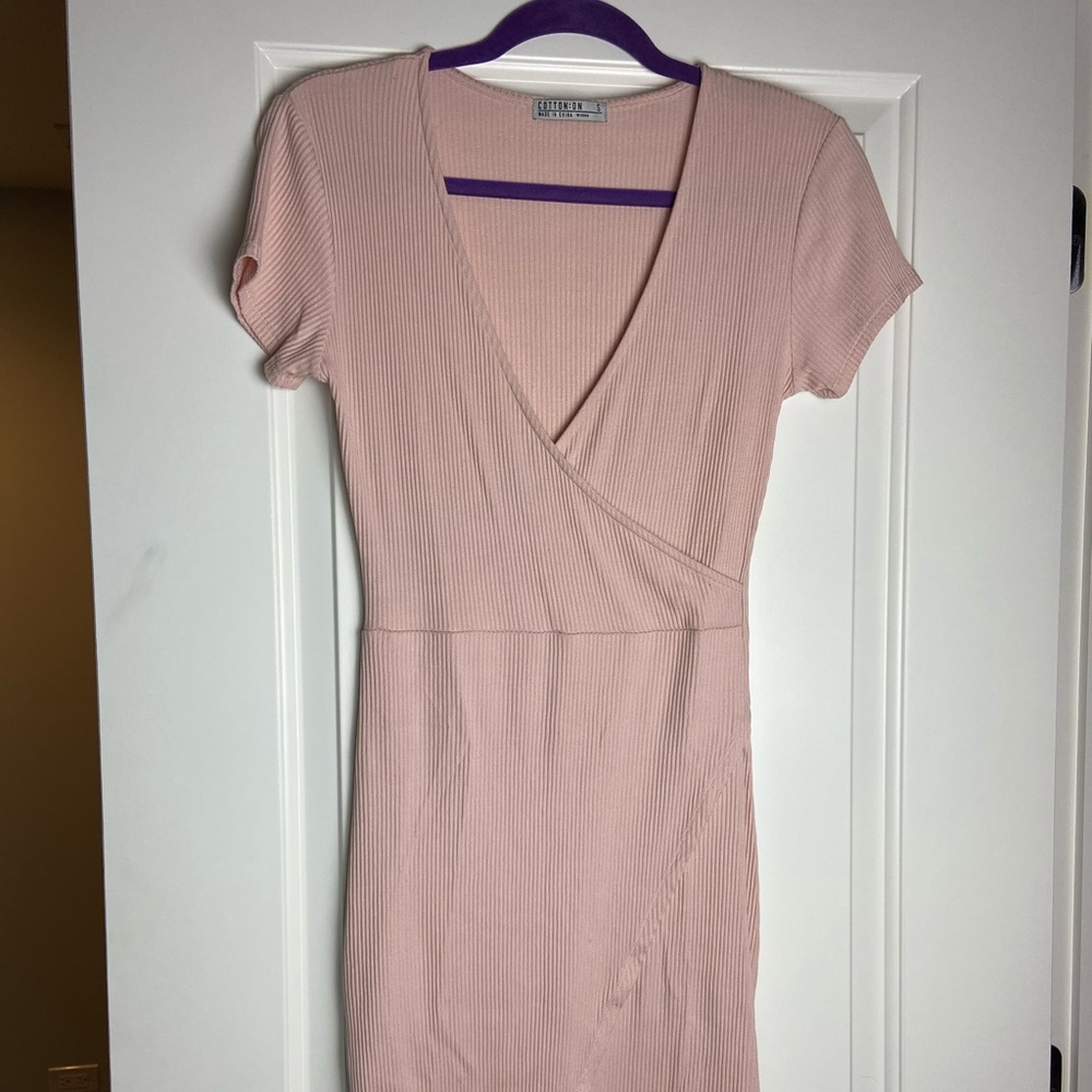 rubbed blush pink mini dress